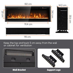 102/127 cm Wall Mounted Recessed Freestanding Electric Fireplace, image 4