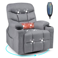 Recliner Chair with Massage and Heat Nursery Rocking Chair with 360° Swivel Function-Grey