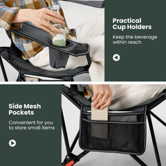 Reclining Camping Chair with Removable Footrest for Hiking Fishing-Grey