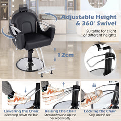Reclining Salon Chair for Hair Stylist-Black