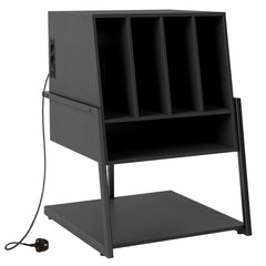 Record Player Stand with Charging Station Turntable Stand with Vinyl Storage Holder-Black