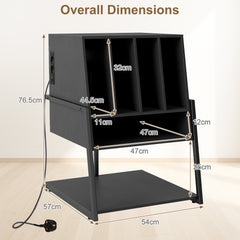 Record Player Stand with Charging Station Turntable Stand with Vinyl Storage Holder-Black