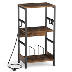Record Player Stand with Charging Station and Vinyl Storage Holder for Living Room-Brown