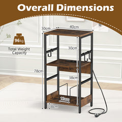 Record Player Stand with Charging Station and Vinyl Storage Holder for Living Room-Brown