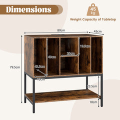 Record Player Stand with Charging Station for Living Room-Rustic Brown