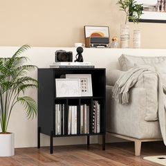 Record Player Stand Turntable Stand with Charging Station-Black