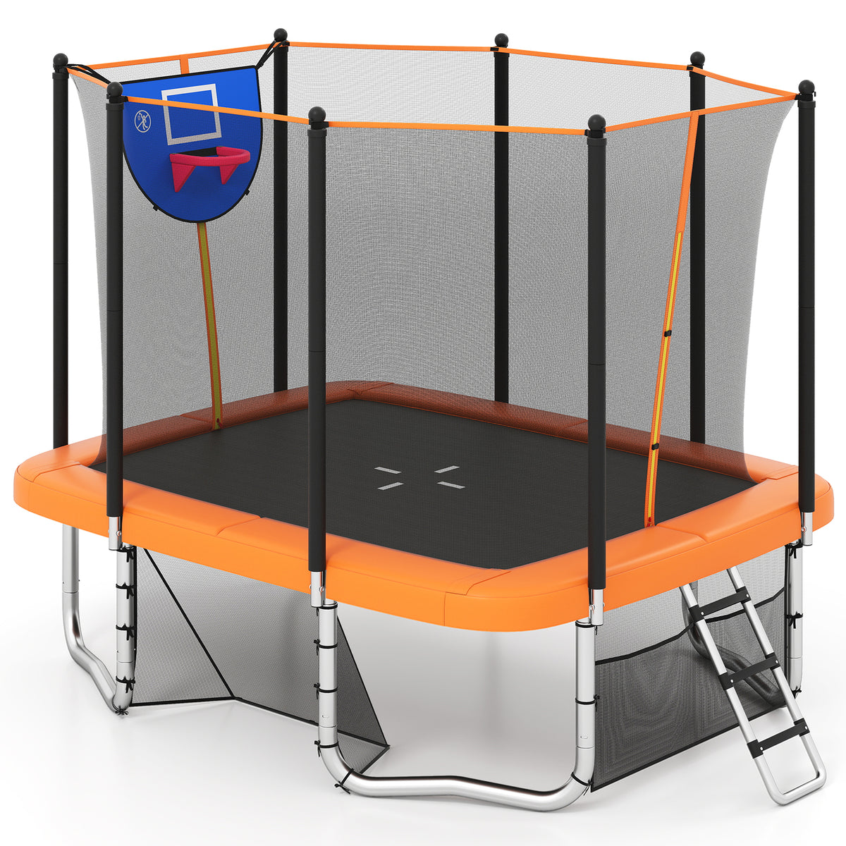 Rectangle Outdoor Trampoline 317 x 255 cm Backyard Trampoline-Orange