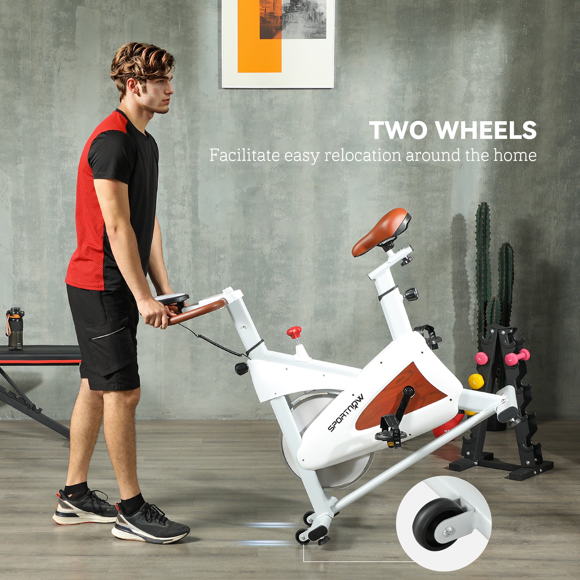 SPORTNOW Quiet Stationary Exercise Bike with Adjustable Resistance, Seat, White