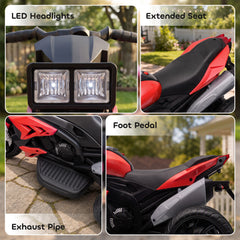 AIYAPLAY Kids Electric Motorcycle Ride-On Toy, 3-Wheel Battery-Operated Motorbike with Horn, Toddler Ride On Bike, Red