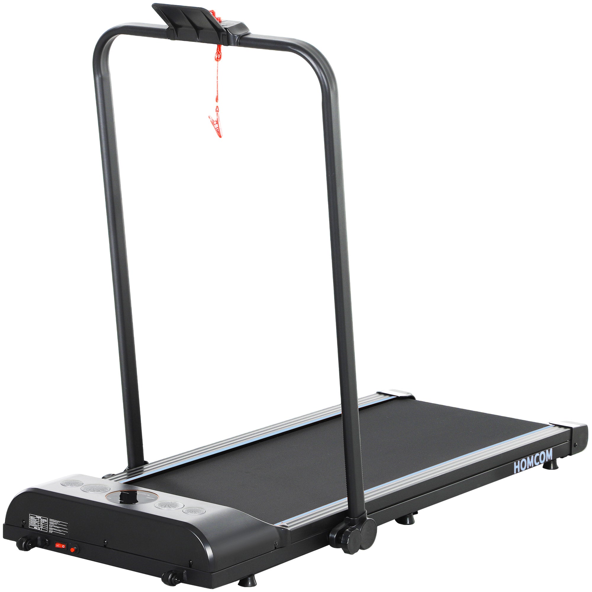 HOMCOM Foldable Walking Treadmill, with LED Display and Wheels, for Home, Office, Gym, Blue