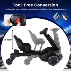 Ride on Drift Car for Kids 2-In-1 Go Kart with Adjustable Seat Sound LED Lights-Black
