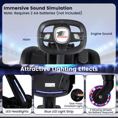 Ride on Drift Car for Kids 2-In-1 Go Kart with Adjustable Seat Sound LED Lights-Black