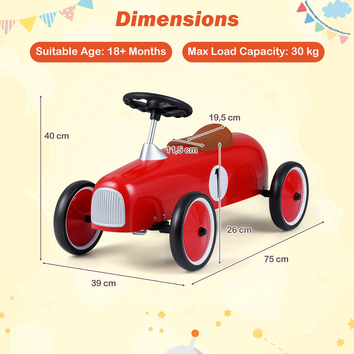 Ride on Push Car Outdoor Toddler Riding Toy for Boys Girls-Red