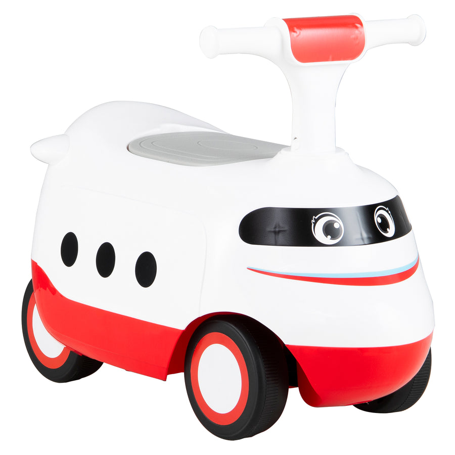 Ride on Push Car for Toddlers Sit to Stand Car with Horn and Storage-White