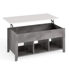 Rising Center Table with Lift Top Hidden Compartment-Grey