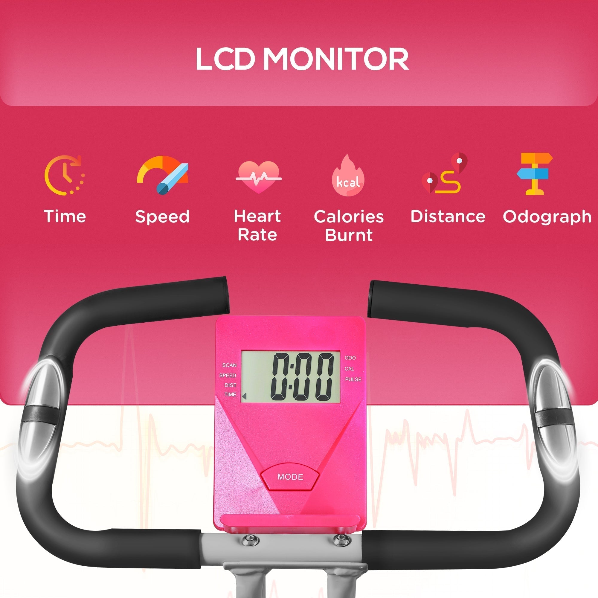 SPORTNOW Folding and Quiet Exercise Bike with 8-Level Magnetic Resistance and Heart Rate Sensor, for Home Gym, Pink and White