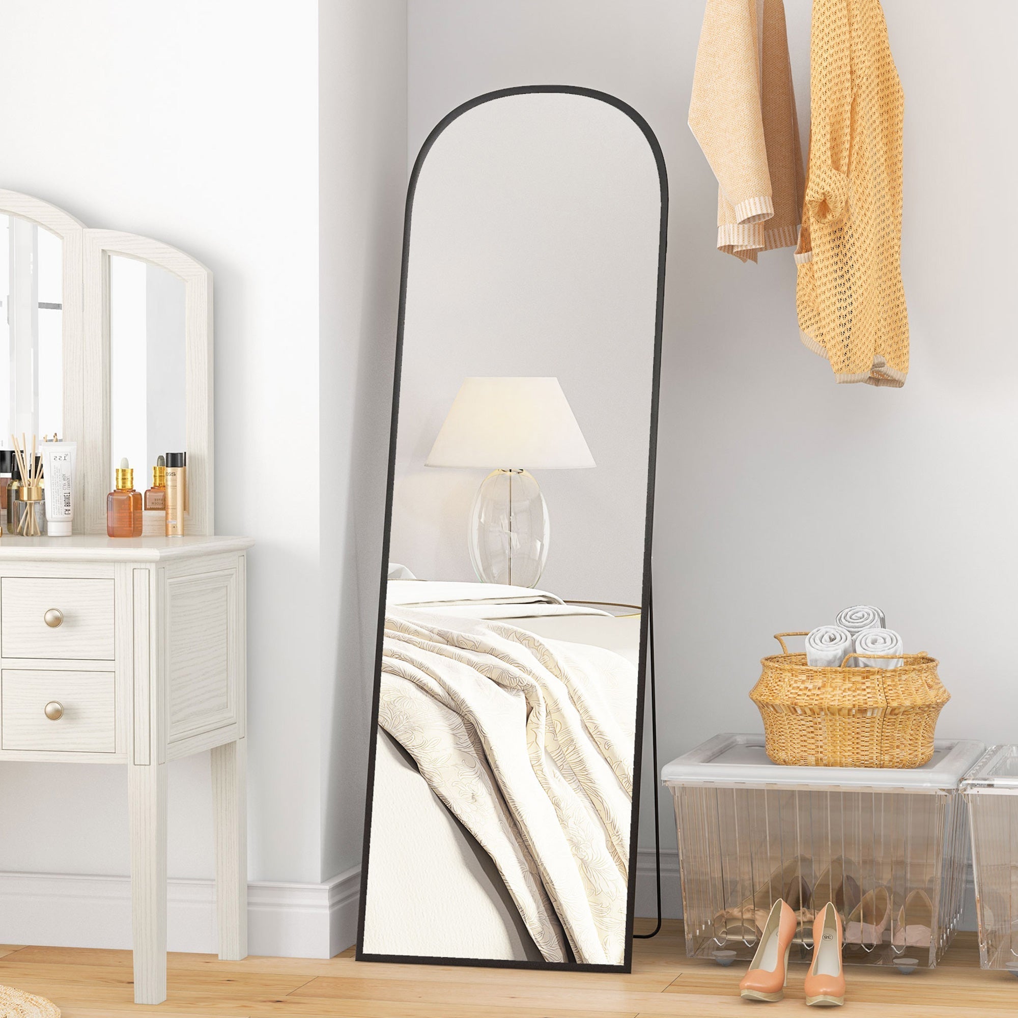 HOMCOM 162cm Aluminium Frame Standing Mirror - Black