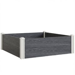 Outsunny Vinyl Raised Garden Bed Kit, 3 x 3 x 1ft Modular Elevated Garden Box with Slotting Legs and Open Bottom, Dark Grey