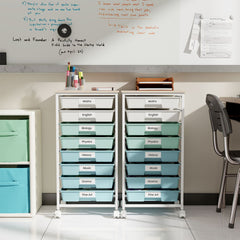 Rolling Cart with 8 Drawers and Lockable Wheels for Dorm-Green