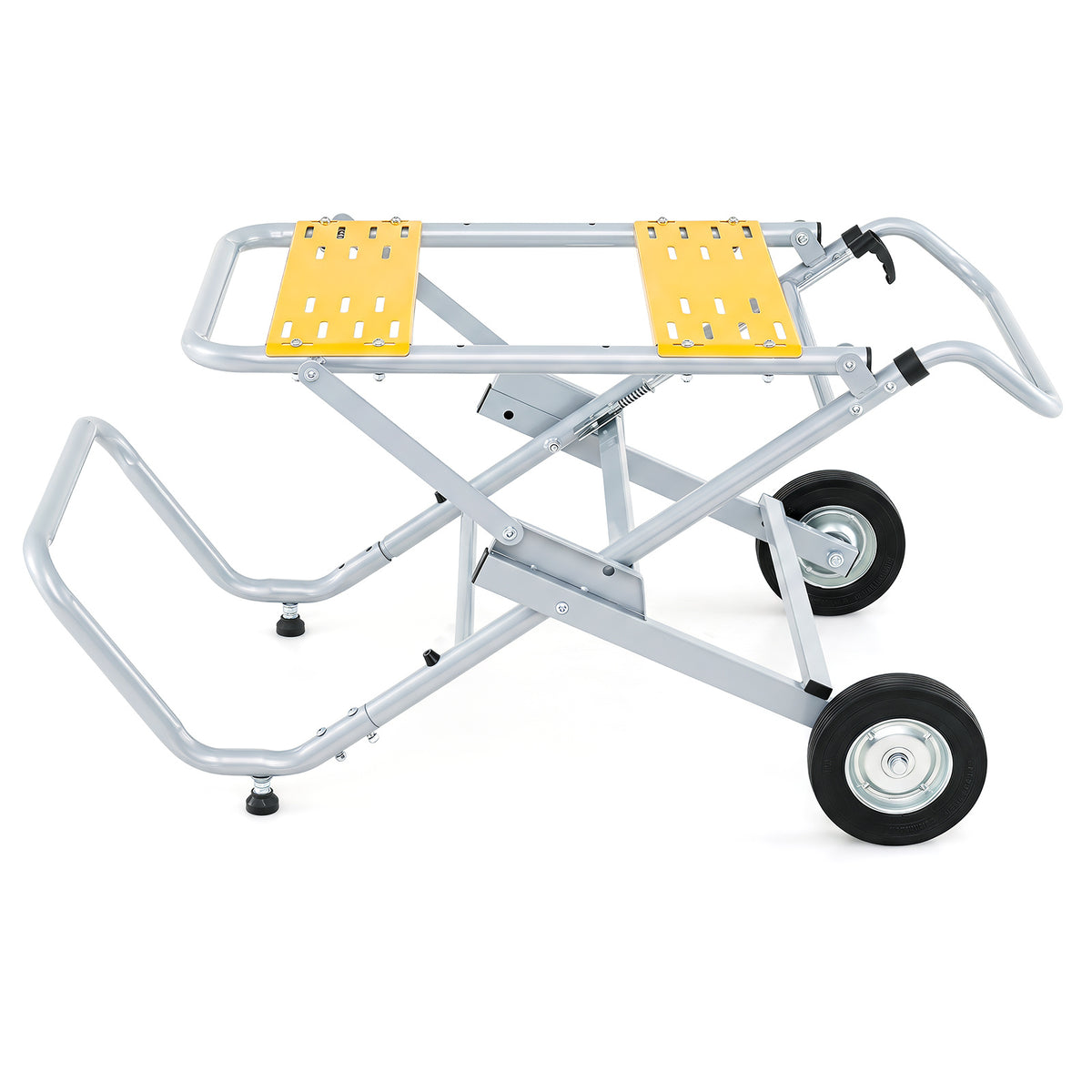 Rolling Foldable Heavy Duty Metal Base with 20cm Rubber Wheels-Yellow