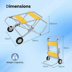 Rolling Foldable Heavy Duty Metal Base with 20cm Rubber Wheels-Yellow