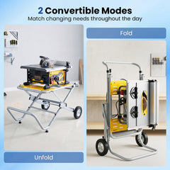 Rolling Foldable Heavy Duty Metal Base with 20cm Rubber Wheels-Yellow