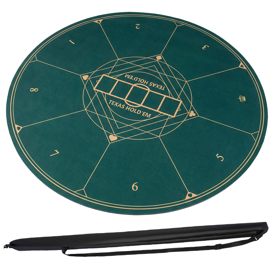 Round Poker Mat for Texas Hold'em 140 cm with Carrying Bag-Green