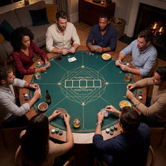 Round Poker Mat for Texas Hold'em 40 Inches Portable Anti-Slip Rubber Base Table Layout-Green