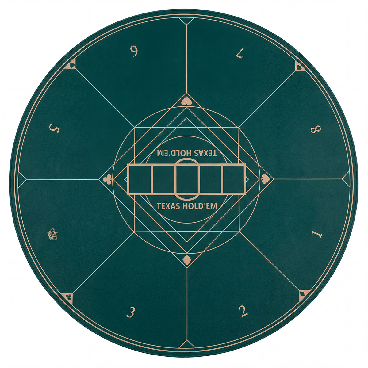 Round Poker Mat for Texas Hold'em 40 Inches Portable Anti-Slip Rubber Base Table Layout-Green