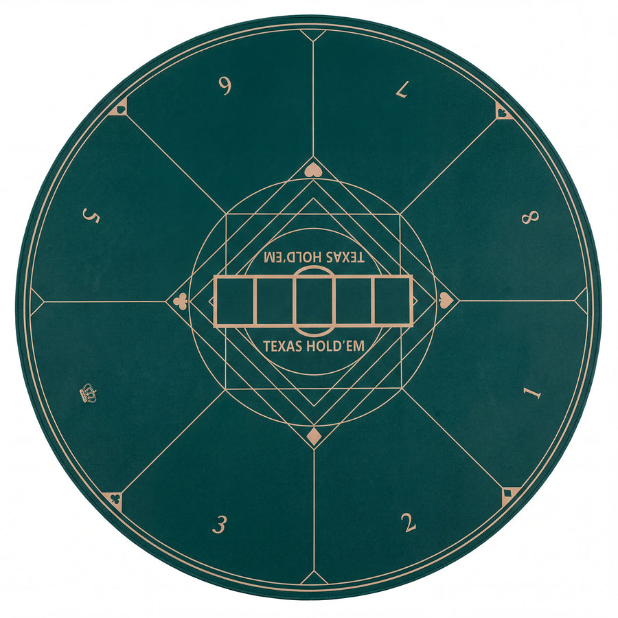 Round Poker Mat for Texas Hold'em 40 Inches Portable Anti-Slip Rubber Base Table Layout-Green