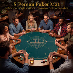 Round Poker Mat for Texas Hold'em 40 Inches Portable Anti-Slip Rubber Base Table Layout-Green