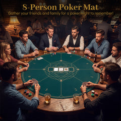 Round Poker Mat for Texas Hold'em 47" Portable Anti-Slip Rubber Base Table Layout-Green
