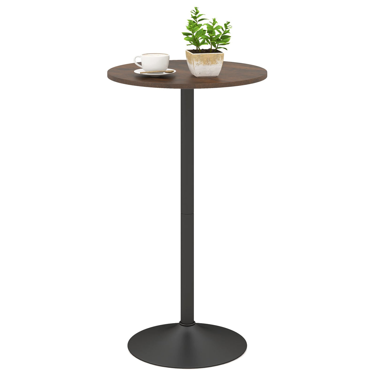 Round Top Pub and Bar Table with MDF Top and Base-1 Piece-Rustic Brown