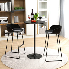 Round Bar Table with Adjustable Height and Metal Base Set of 2-Black