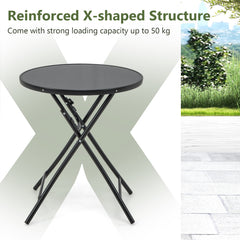 Round Bistro Table with Tempered Glass Tabletop