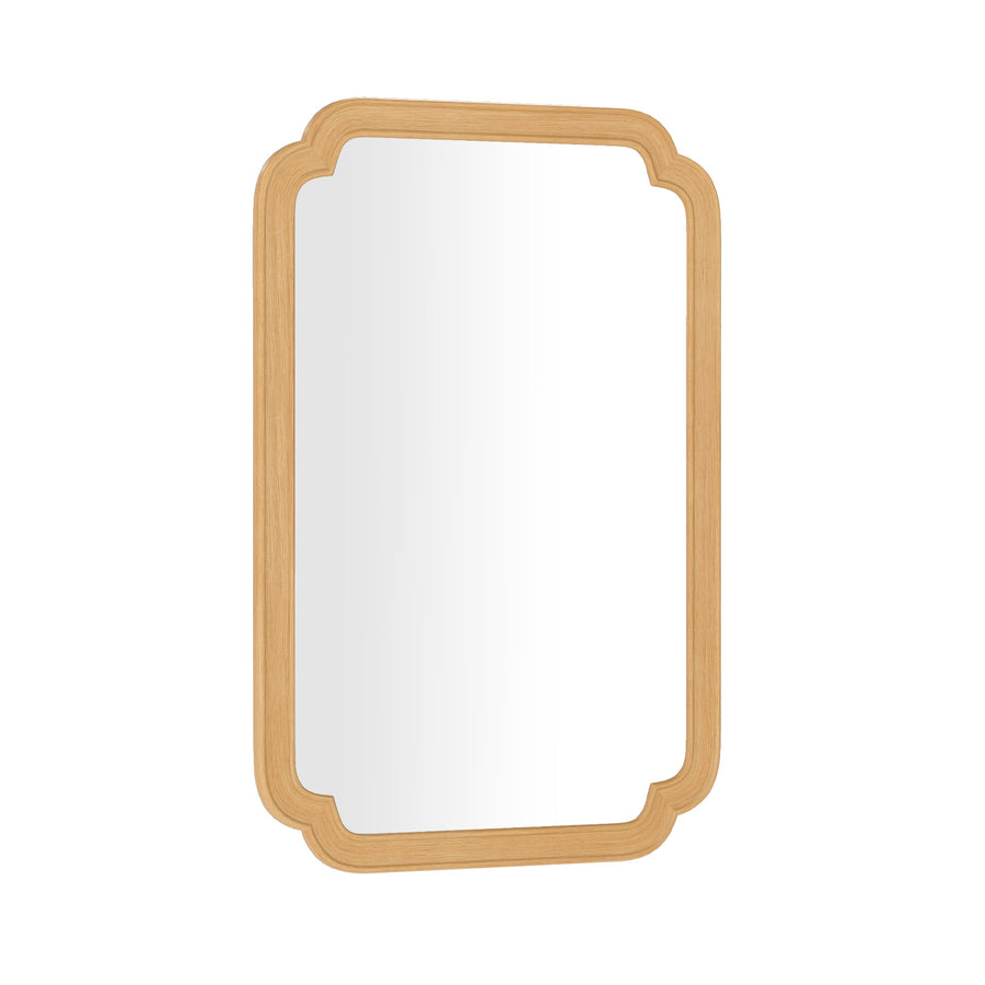 Rounded Corner Arch Wall Mirror for Bathroom Living Room-Natural