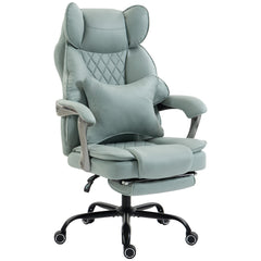 HOMCOM Executive Office Chair, Leathaire Big and Tall Office Chair 180 kg with Wide Seat, Reclining, Lumbar Support, Blue