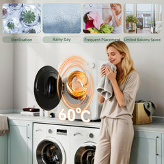 HOMCOM 4kg Front Load Laundry Dryer, Portable Clothes Dryer with 2 Power Modes, 400W/800W, White