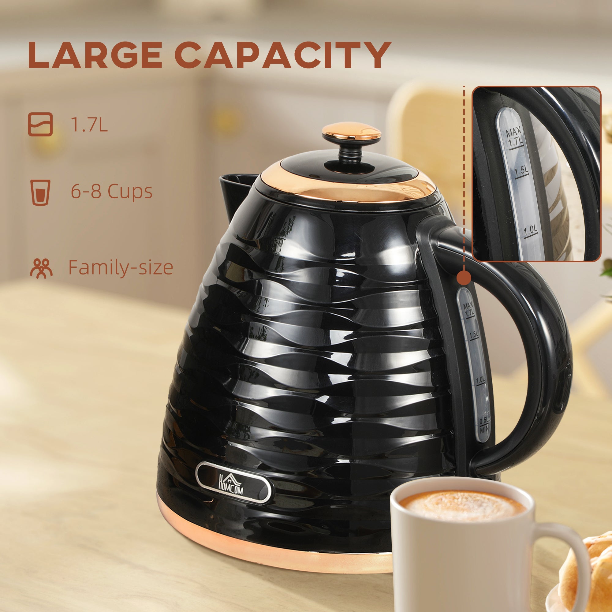 HOMCOM 3kW Rapid Boil Honeycomb Kettle - Black