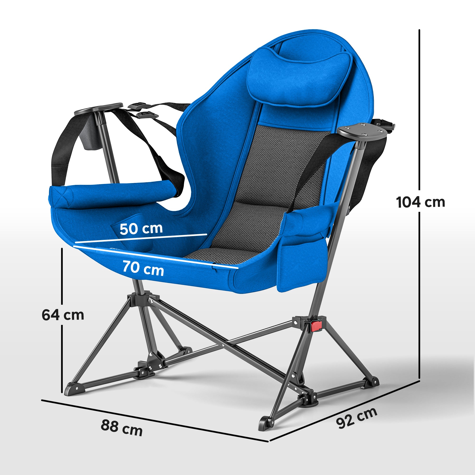 Outsunny Hammock Camping Chair Set of 2, Adjustable Back Swinging Camping Chair Portable Swinging Chair with Cup Holder, Headrest, Padded Seat and Carry Bag for Travel Fishing Hiking, Blue