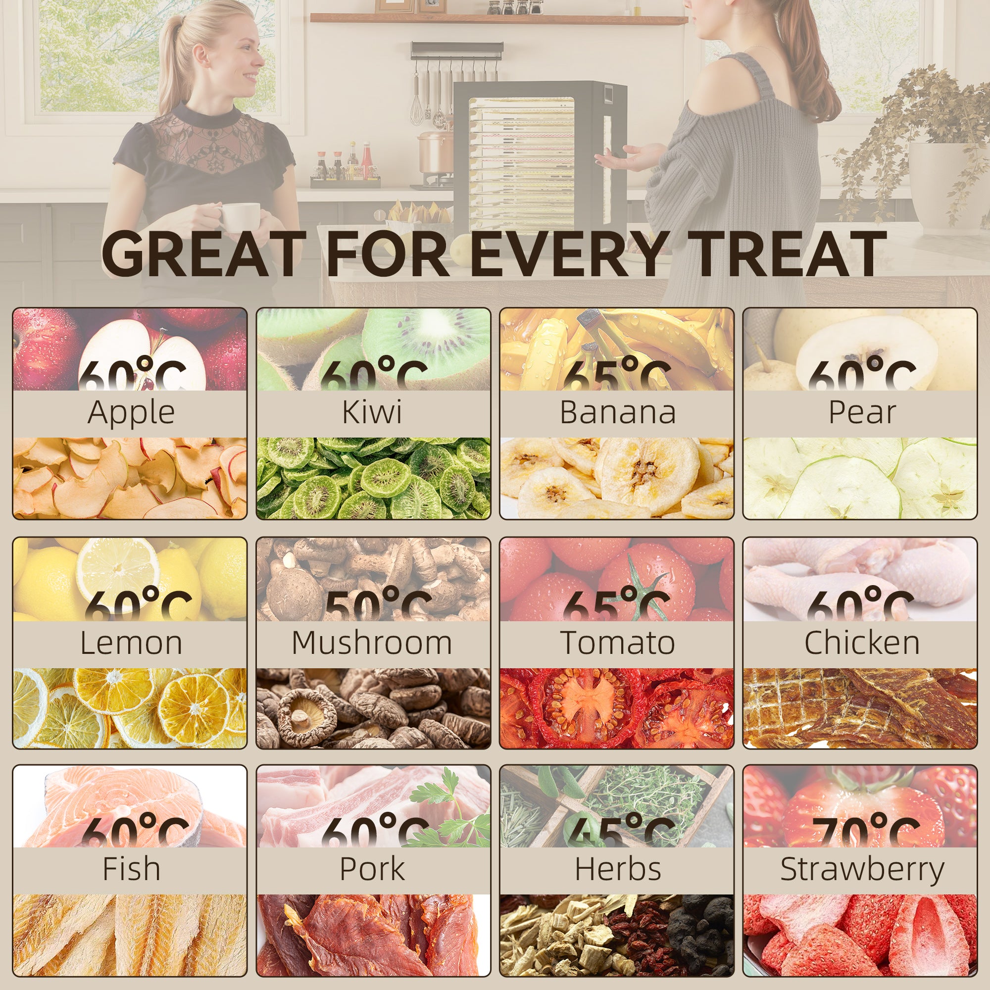 HOMCOM 12-Tray 40-70√¢‚Äû∆í Food Dehydrator - Black