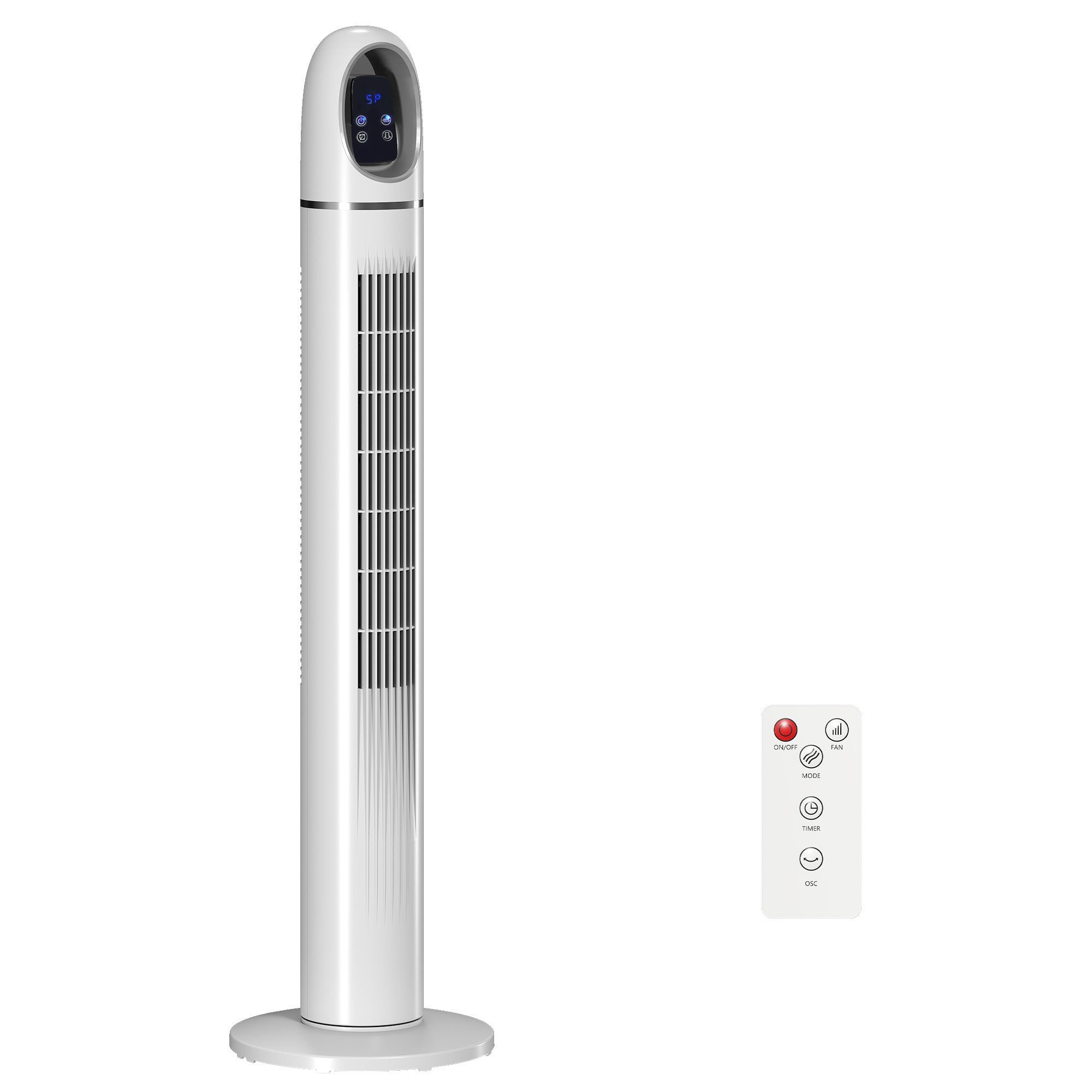 HOMCOM Tower Fan for Bedroom, Standing Floor Fan with 70Â° Oscillating, 3 Modes, 3 Speeds, 24 Hour Timer, White