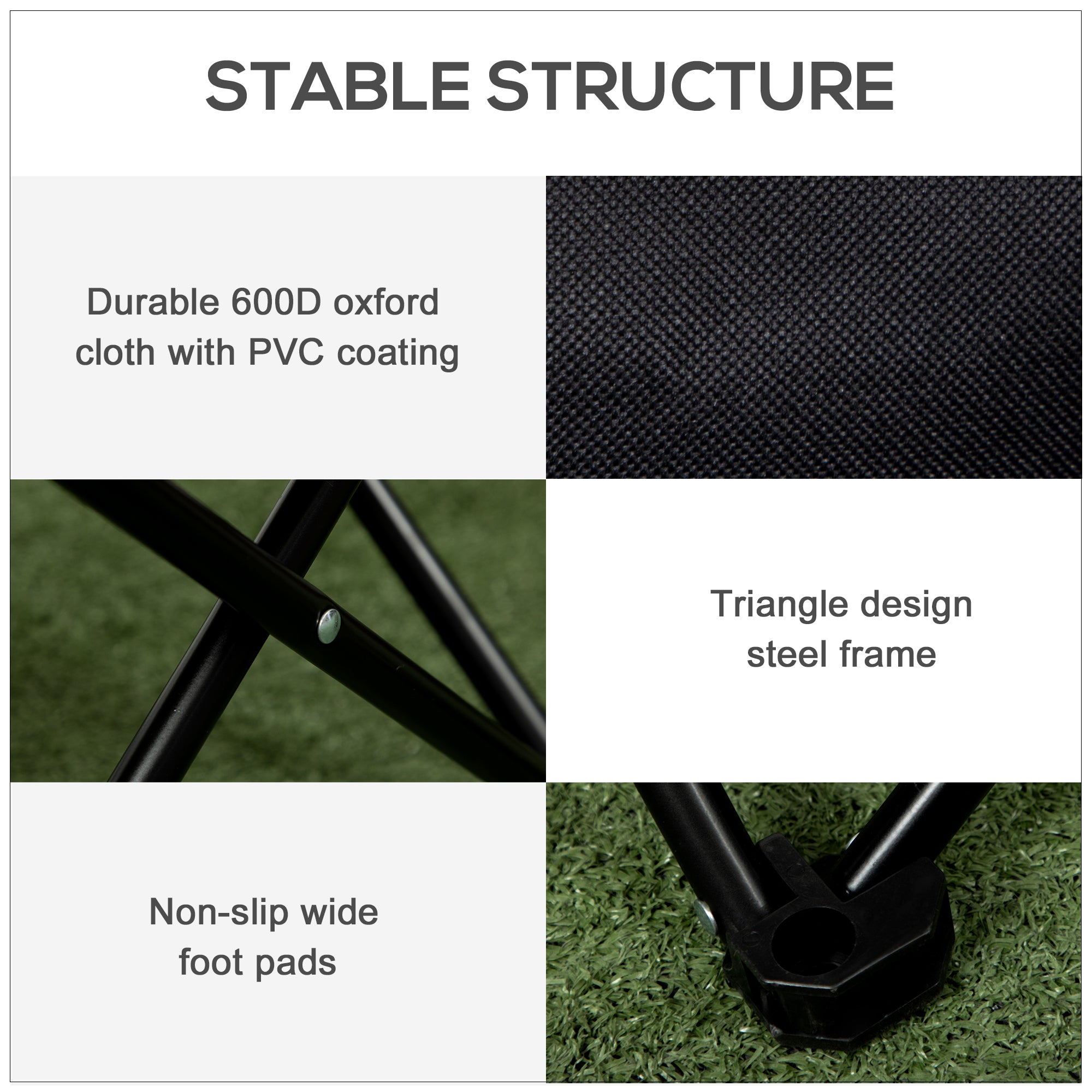 Outsunny Camping Chair, Lightweight Folding Chair with Carrying Bag and Storage Pocket, Perfect for Festivals, Fishing, Beach and Hiking, Black