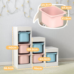 AIYAPLAY Toy Storage Organiser, Three-Layer Kids Toy Storage Units, with Removable Bins, for Ages 3-8 Years, Multi-colour