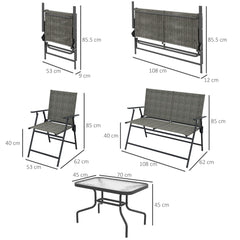 Outsunny Four-Piece Metal Garden Sofa Set - Mixed Brown