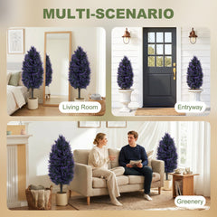 HOMCOM Set of 2 Artificial Lavender Flowers, Indoor Outdoor Fake Plants with Stakes, UV Resistant for Garden,  90 cm, Blue