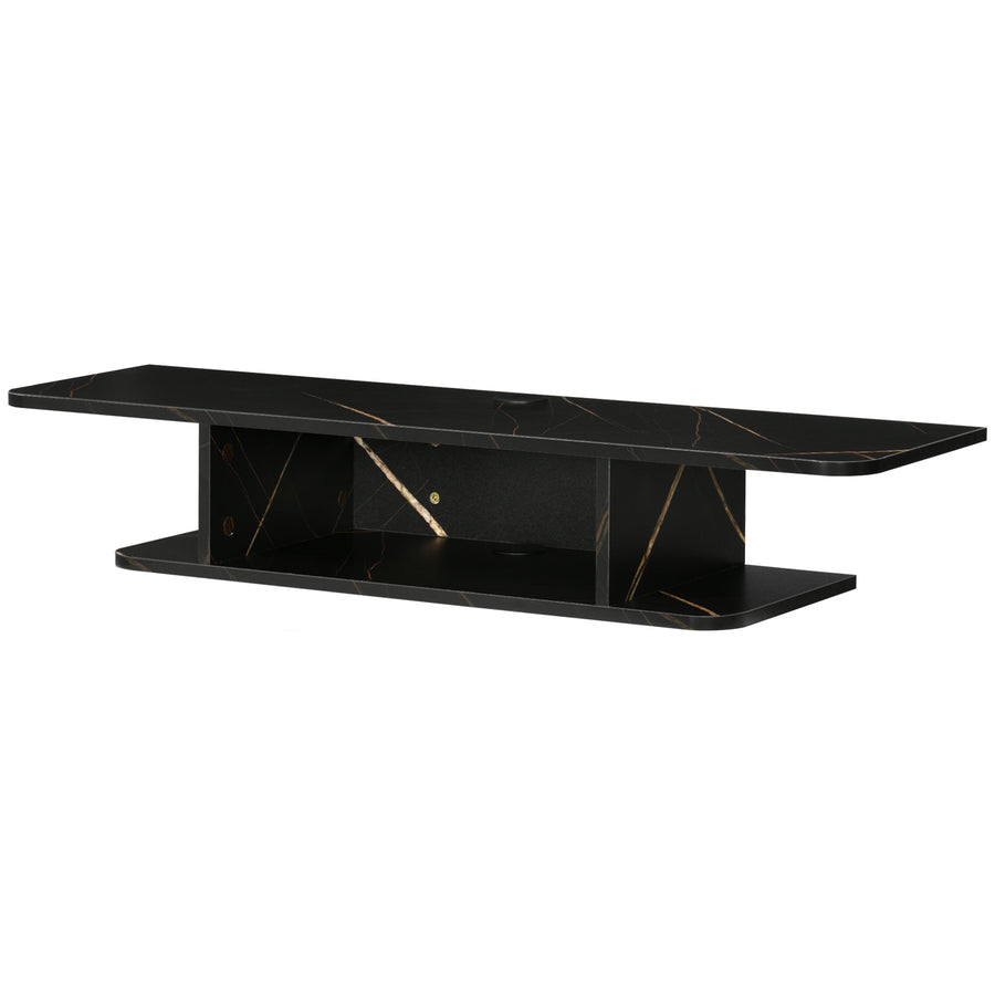 HOMCOM Floating TV Unit Stand for TVs up to 40", Wall Mounted Media Console with Storage Shelf, Entertainment Center, Black