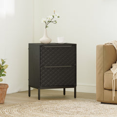 HOMCOM Chest of Drawers, Dresser with 2 Fabric Drawers and Aluminium Handles - Black