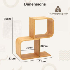 The bookcase showing height, width and depth measurements with a weight capacity icon