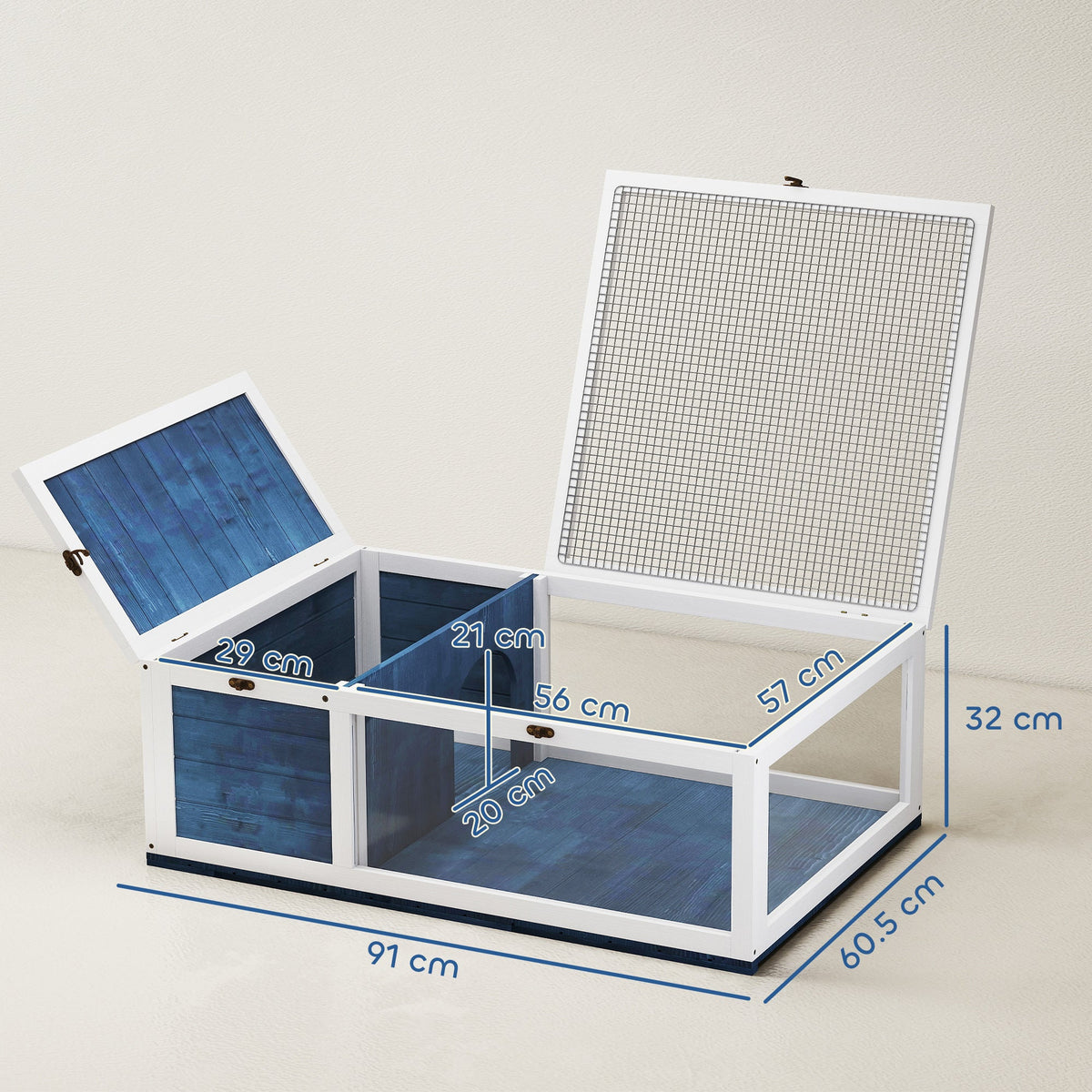 PawHut Tortoise House, Small Reptile Wooden House, with Mesh Roofs, Side Panels, for Turtles, Lizards, Geckos and Snakes